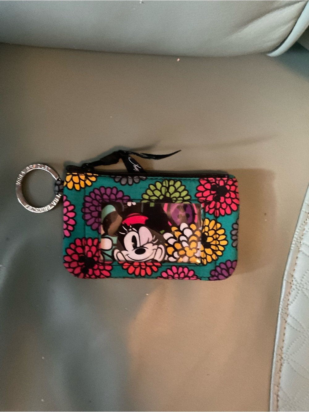 Vera Bradley Teal Floral Minnie Mouse Card Case Keyring